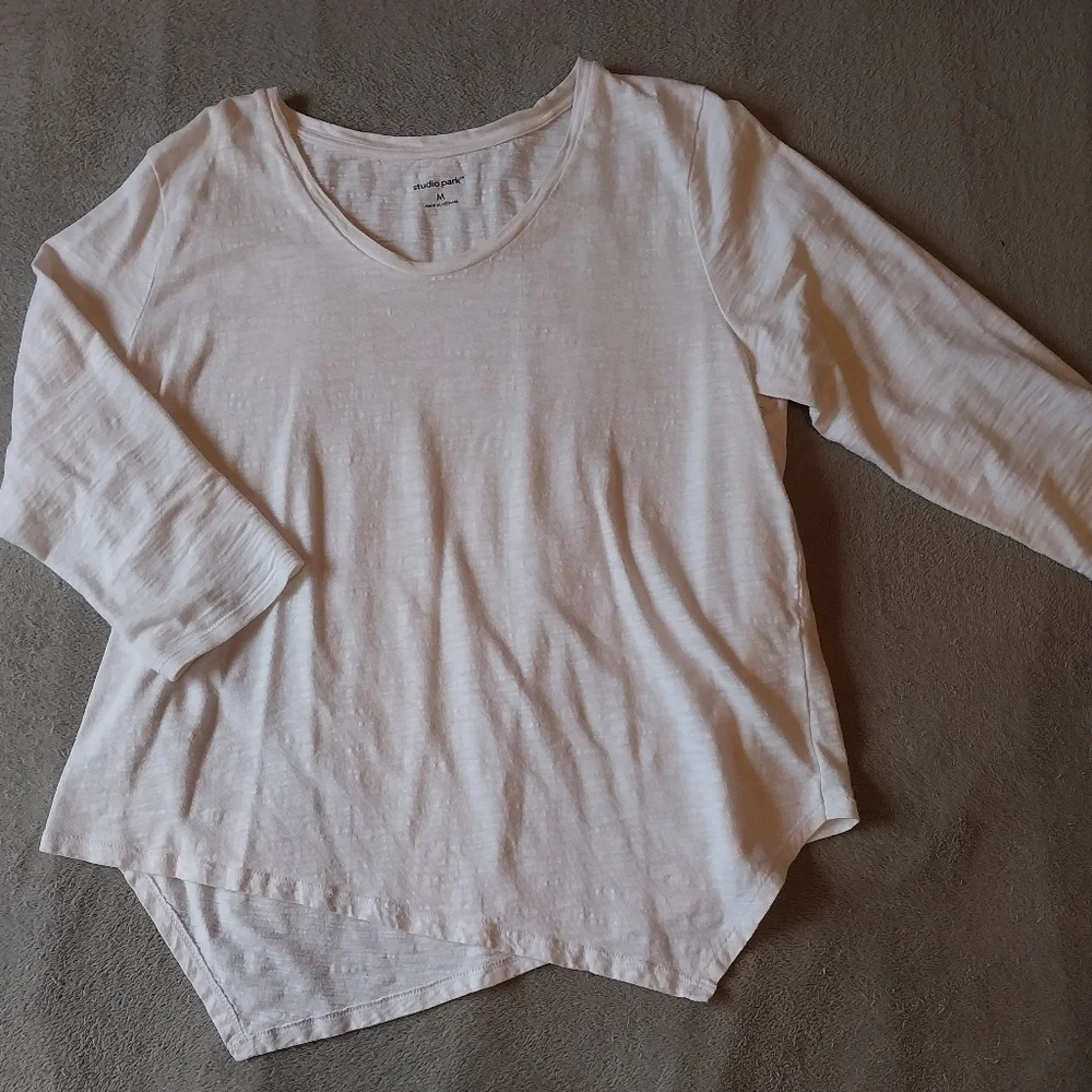 Studio Park 3/4 Sleeve Slub Knit Top M - Picture 1 of 5